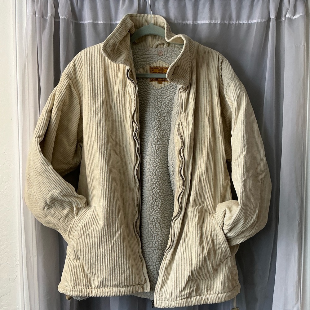Scorpio USA “accept no substitute” brand Cream Corduroy Jacket w Sherpa Lining